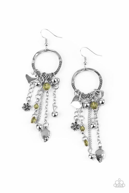 Charm School - Green Fish Hook Earrings