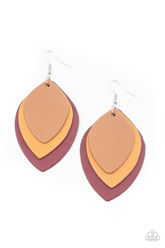 Light as a LEATHER - Red - Paparazzi Earrings