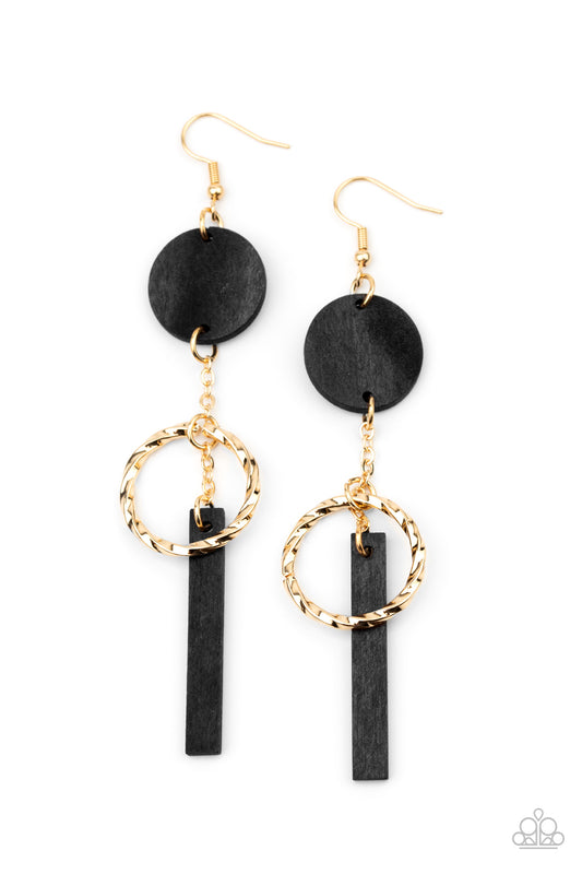 Raw Refinement - Black -Paparazzi Earrings