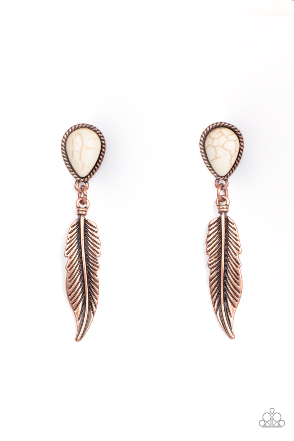 Totally Tran-QUILL - Copper Paparazzi Earrings