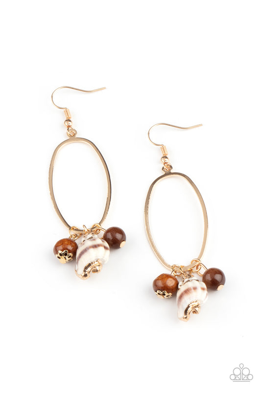 Golden Grotto - Brown - Paparazzi Earrings