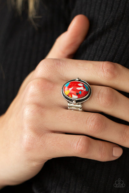 Terrifically Terrazzo - Red - Paparazzi Ring