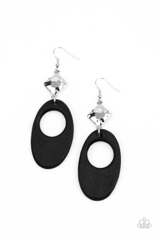 Retro Reveal - Black - Paparazzi Earrings