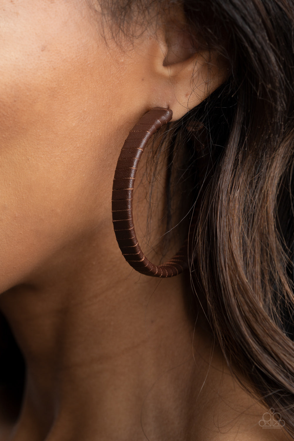 Leather-Clad Legend - Brown - Paparazzi  Earrings