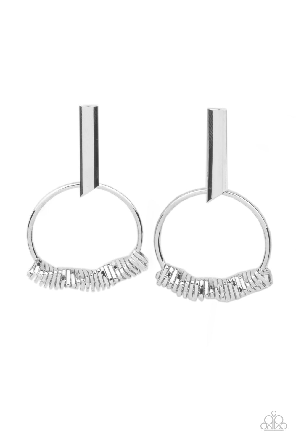 Set Into Motion - Silver - Paparazzi Earrings