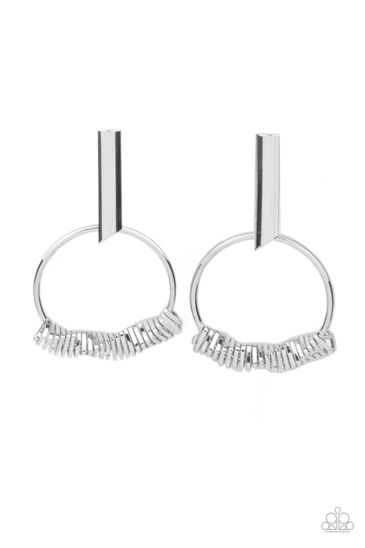 Set Into Motion - Silver - Paparazzi Earrings