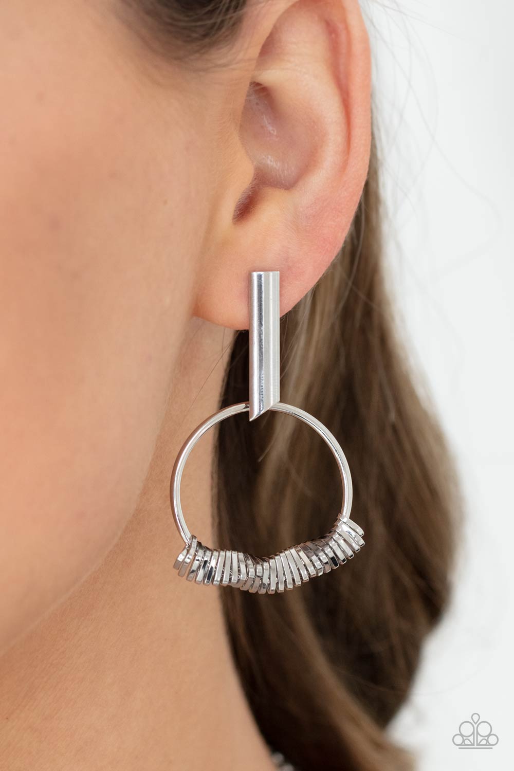 Set Into Motion - Silver - Paparazzi Earrings