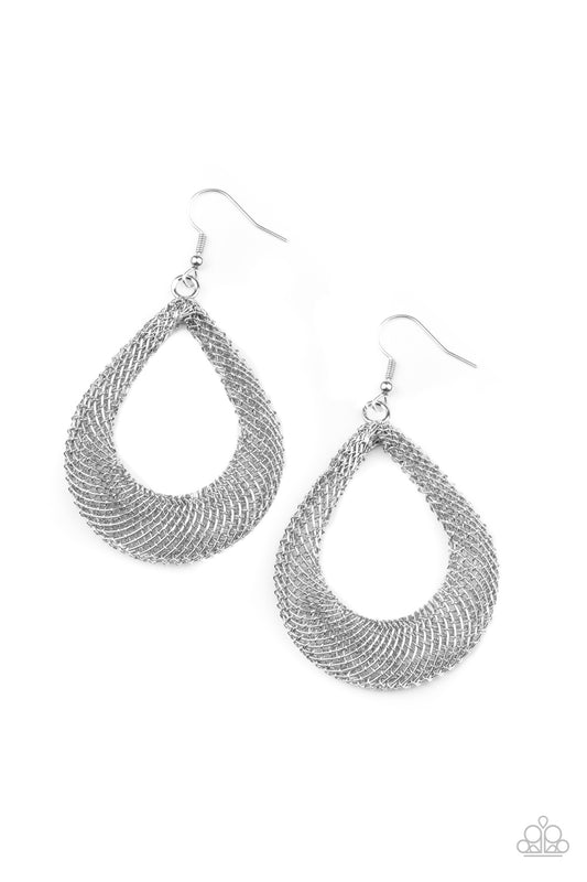 A Hot MESH - Silver - Paparazzi Earrings