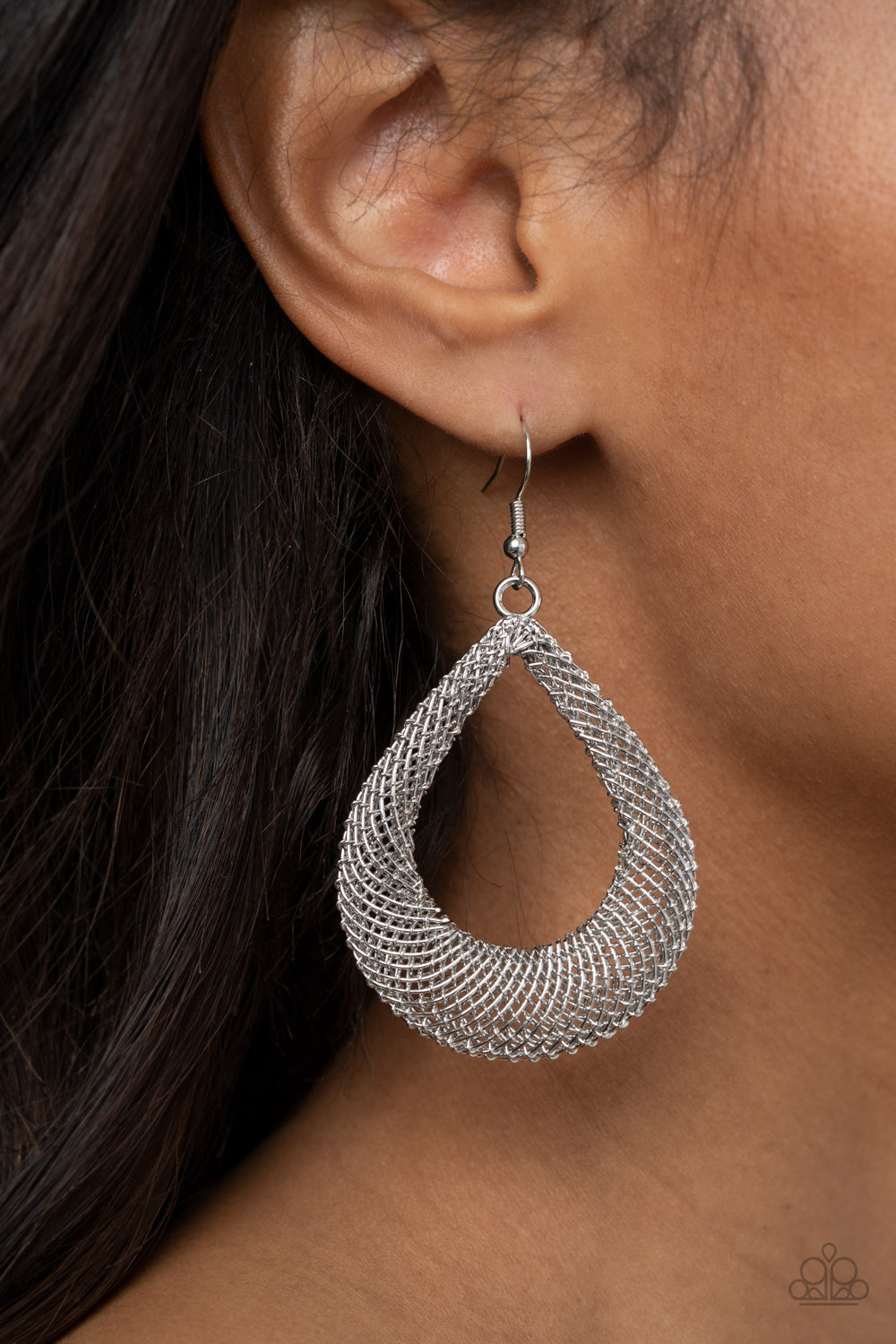 A Hot MESH - Silver - Paparazzi Earrings