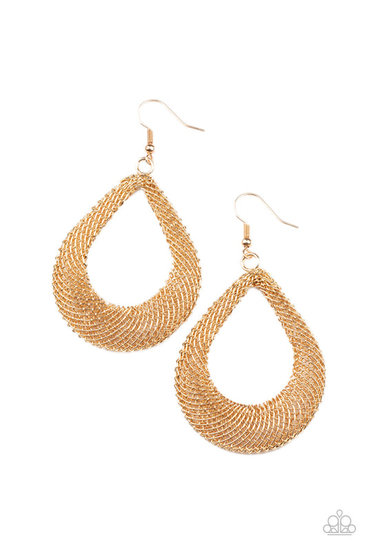 A Hot MESH - Gold - Paparazzi Earrings