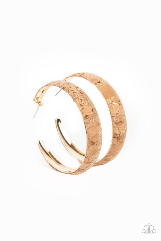 A CORK In The Road - Gold - Paparazzi Earrings