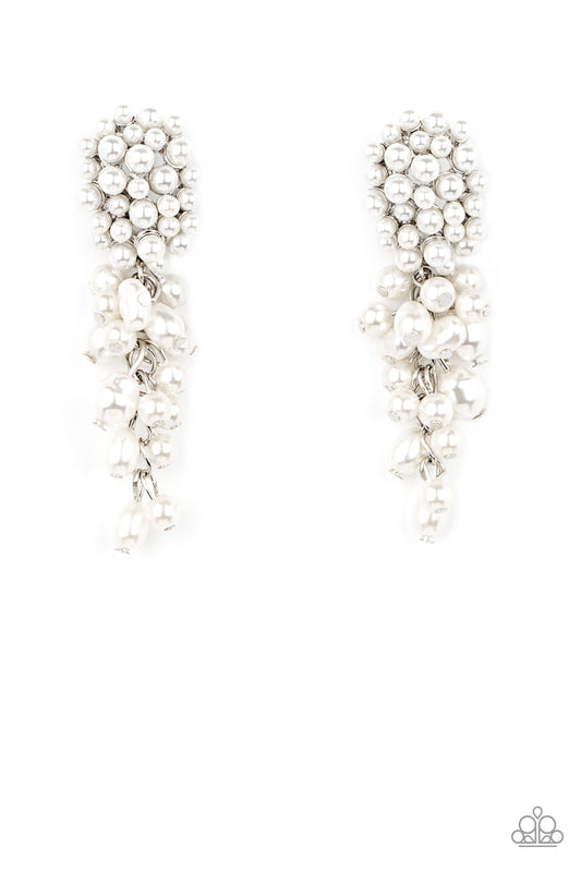 Fabulously Flattering - White - Paparazzi Earrings