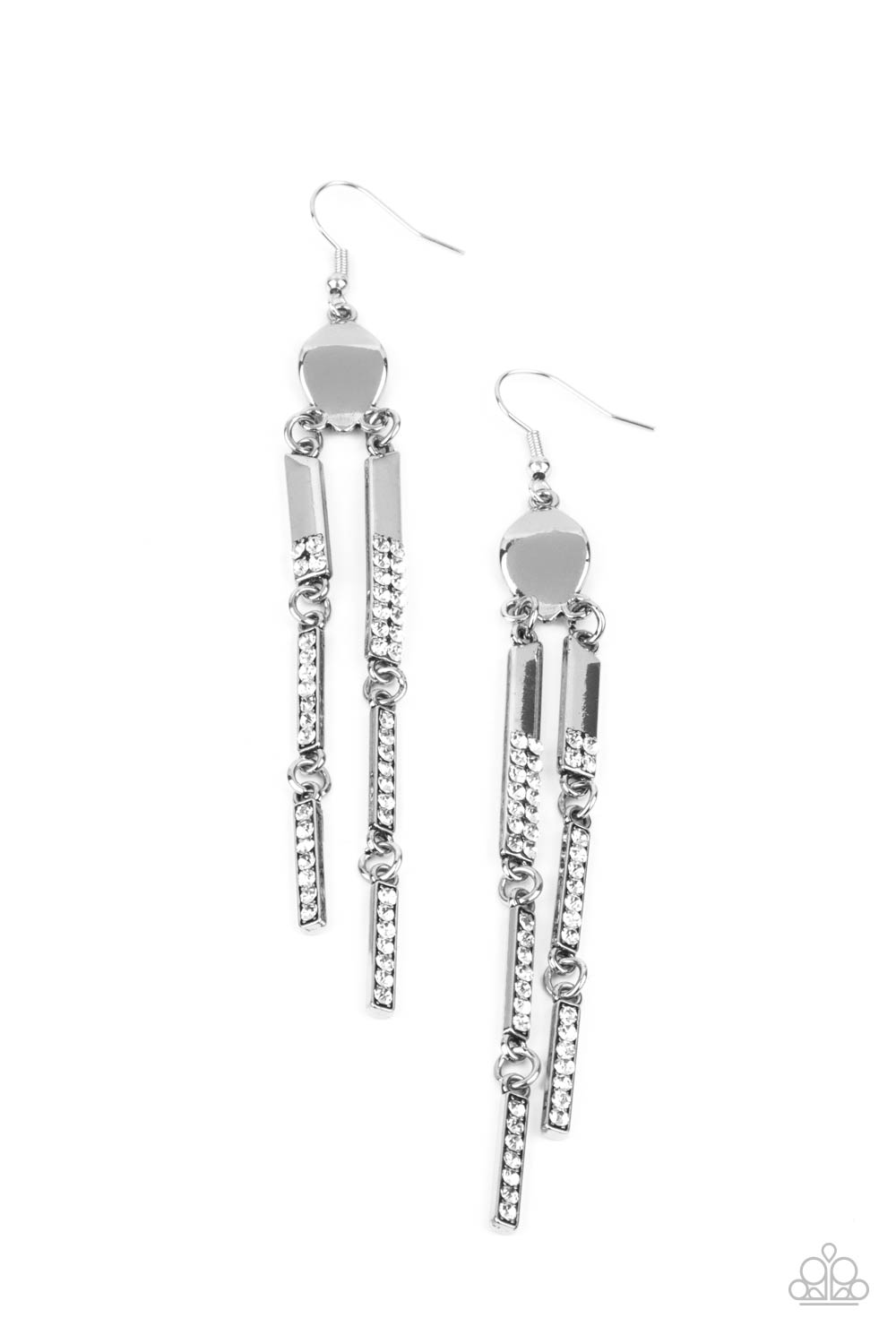 Defined Dazzle - White - Paparazzi Earrings