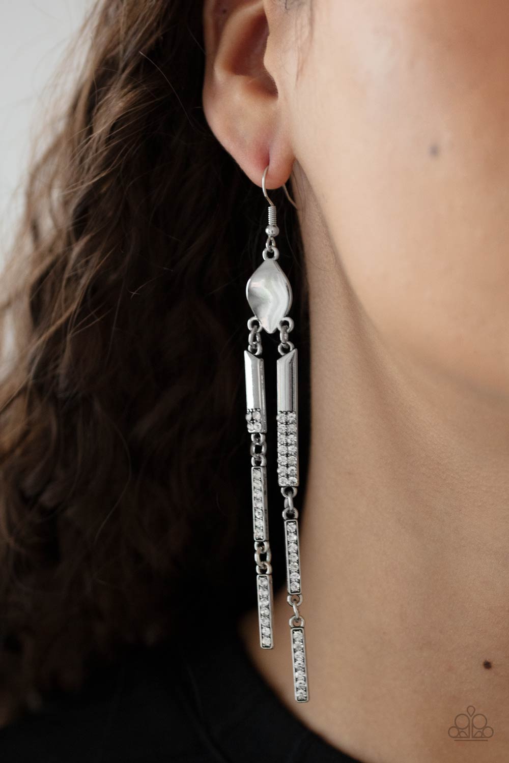 Defined Dazzle - White - Paparazzi Earrings