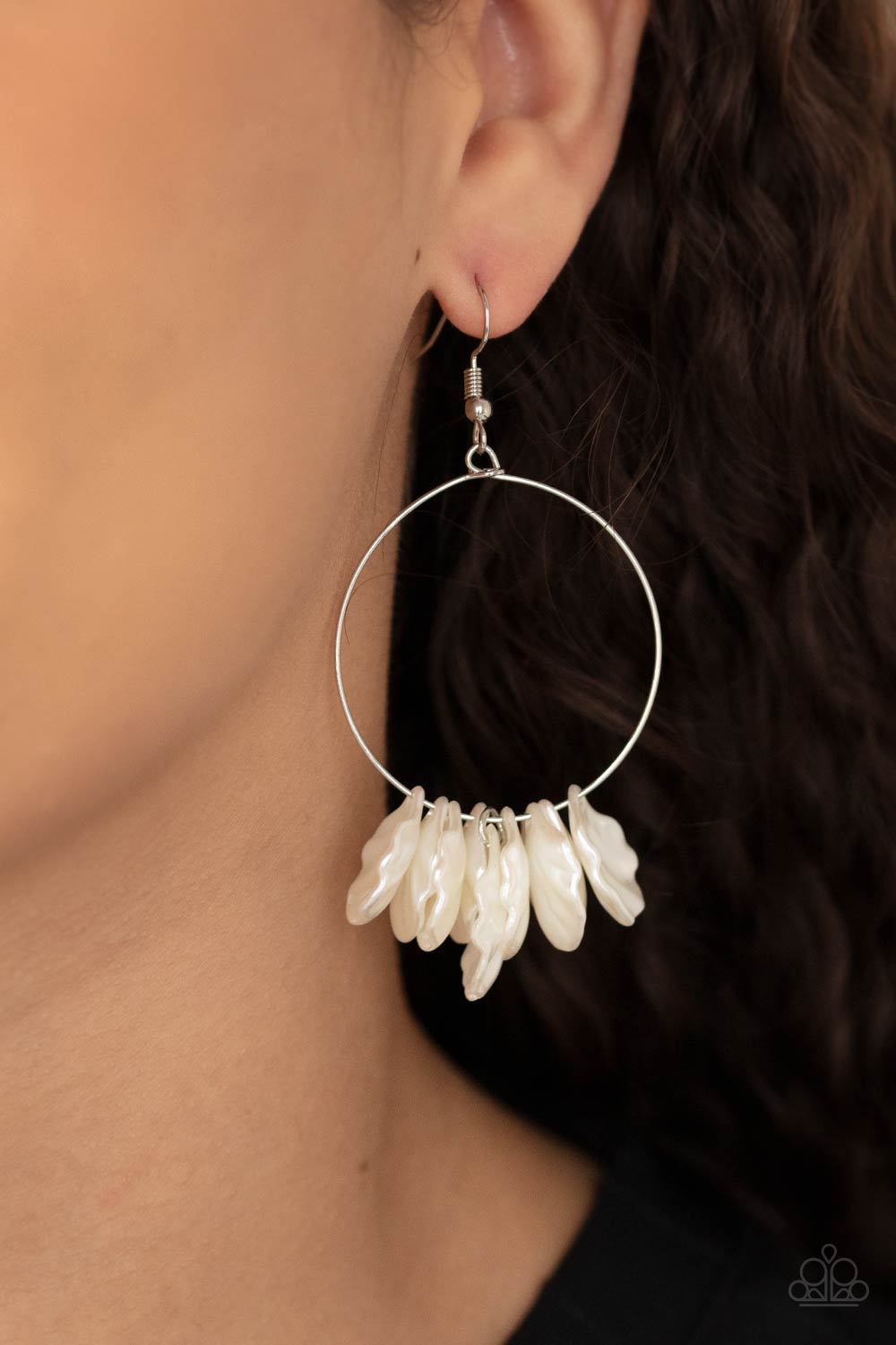 Sailboats and Seashells - White - Paparazzi  Earrings