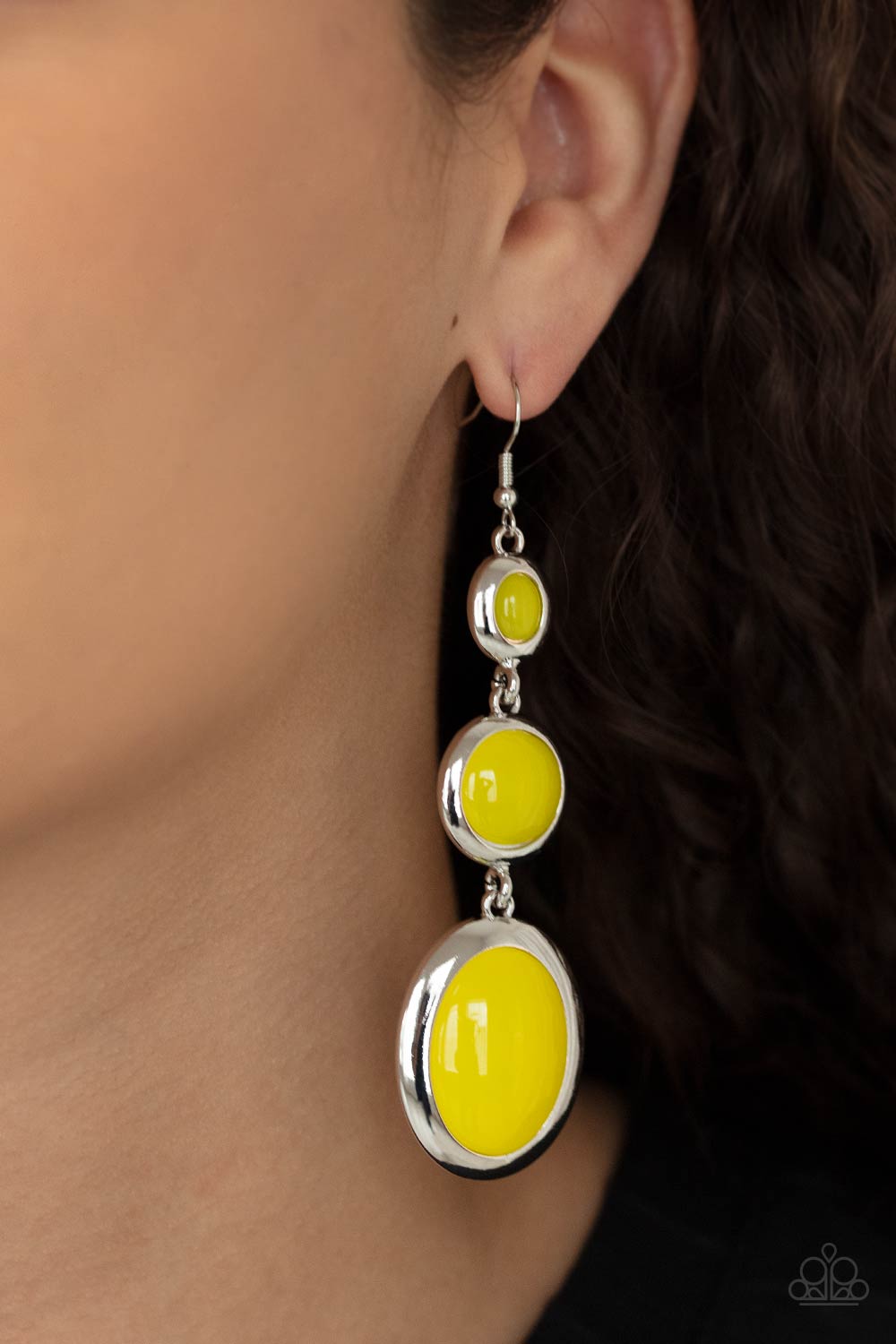 Retro Reality - Yellow - Paparazzi Earrings