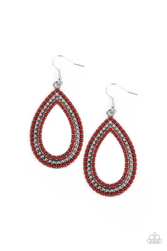 Tear Tracks - Red - Paparazzi Earrings