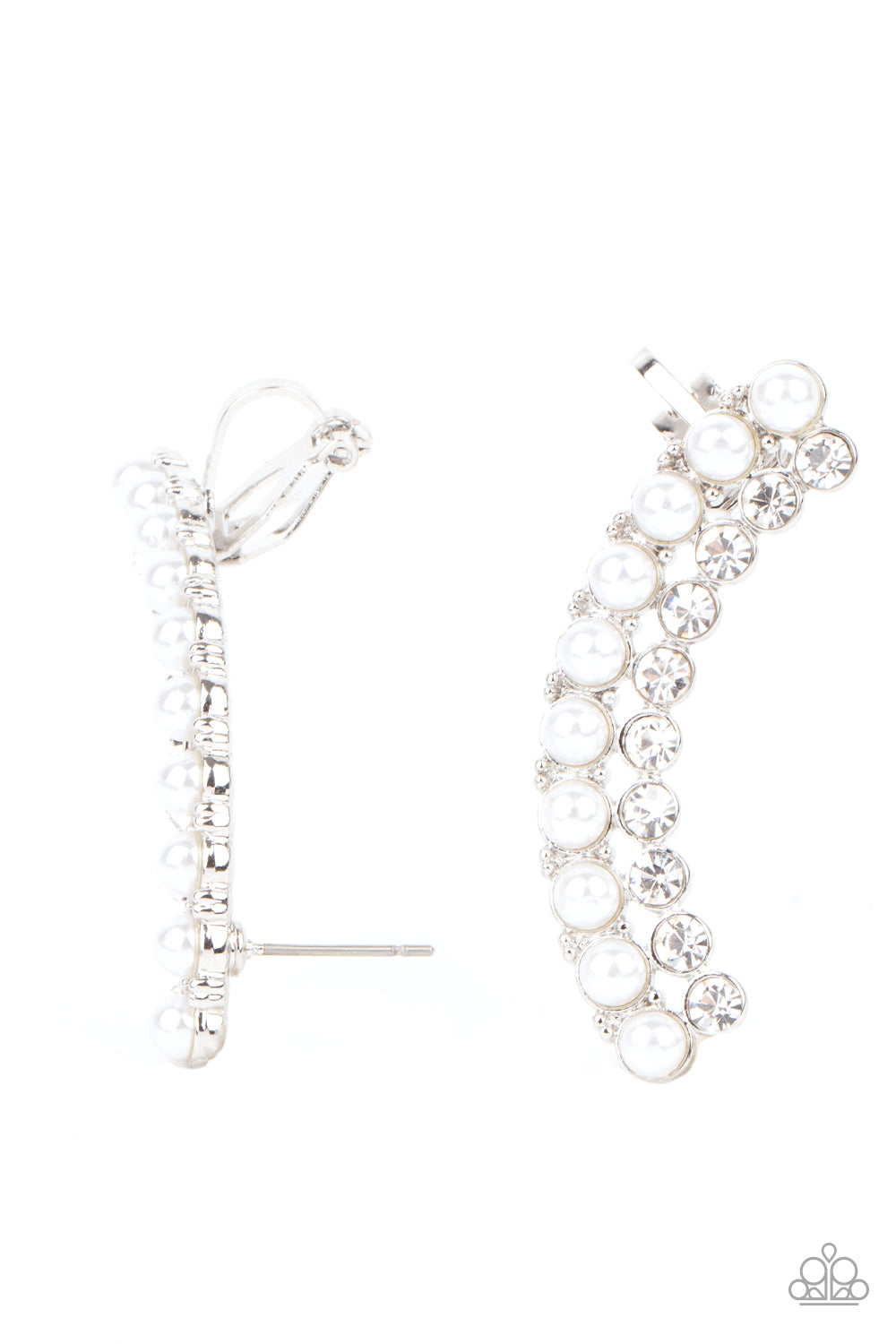 Doubled Down On Dazzle - White - Paparazzi Earrings