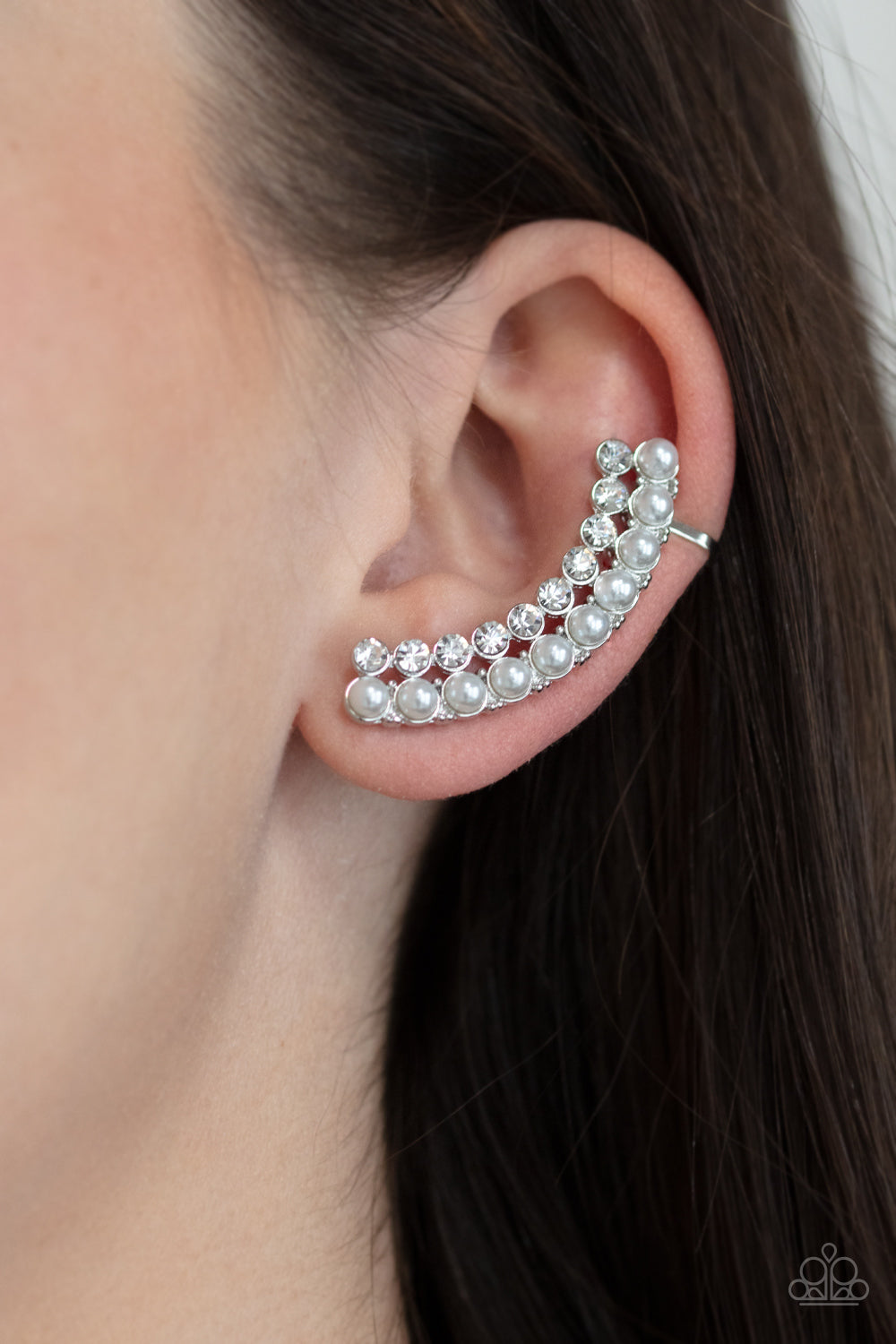 Doubled Down On Dazzle - White - Paparazzi Earrings