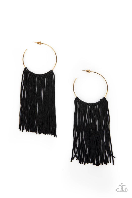 Flauntable Fringe - Gold - Paparazzi Earrings