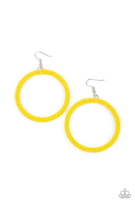 Beauty and the BEACH - Yellow - Paparazzi Earrings