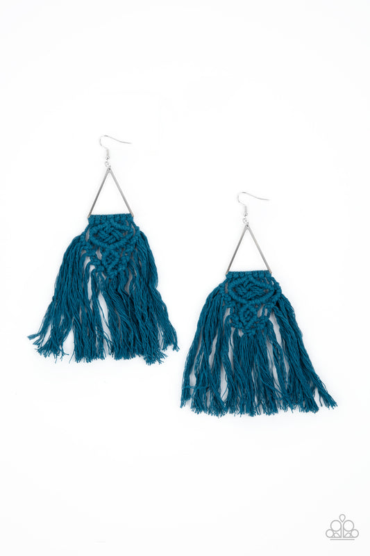 Modern Day Macrame - Blue - Paparazzi Earrings