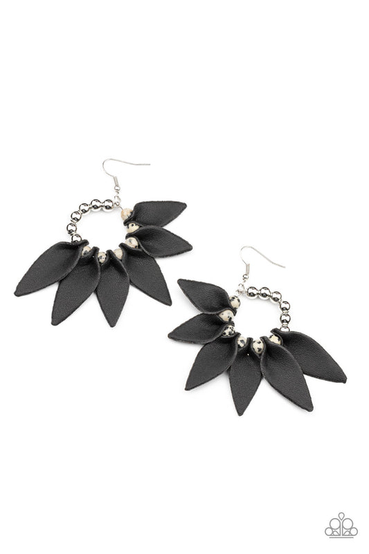 Flower Child Fever - Black - Paparazzi Earrings