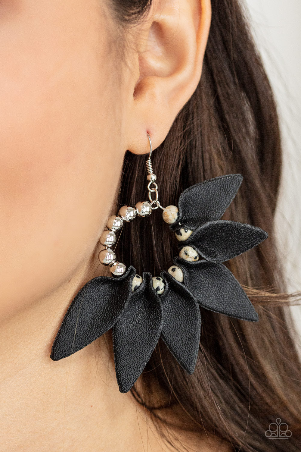 Flower Child Fever - Black - Paparazzi Earrings