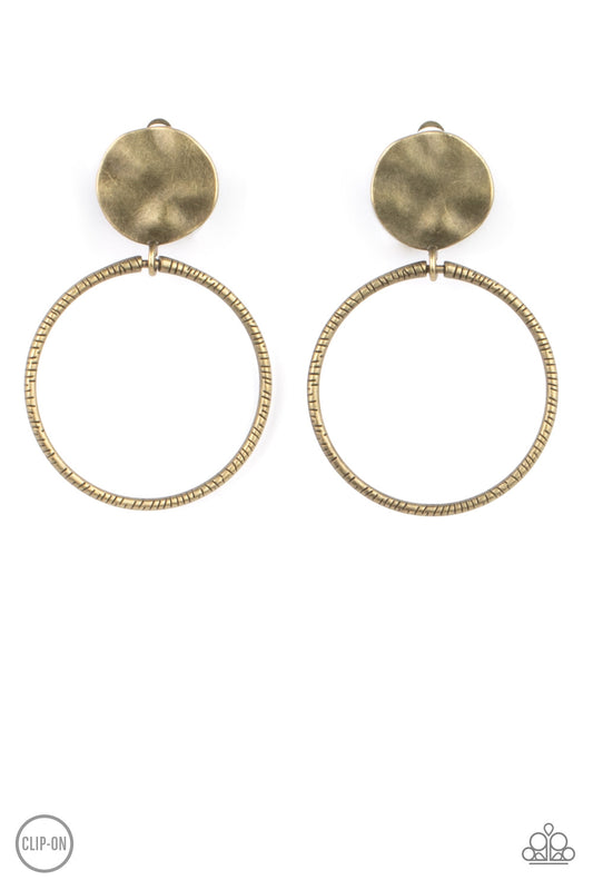 Undeniably Urban - Brass - Paparazzi Clip Ons Earrings