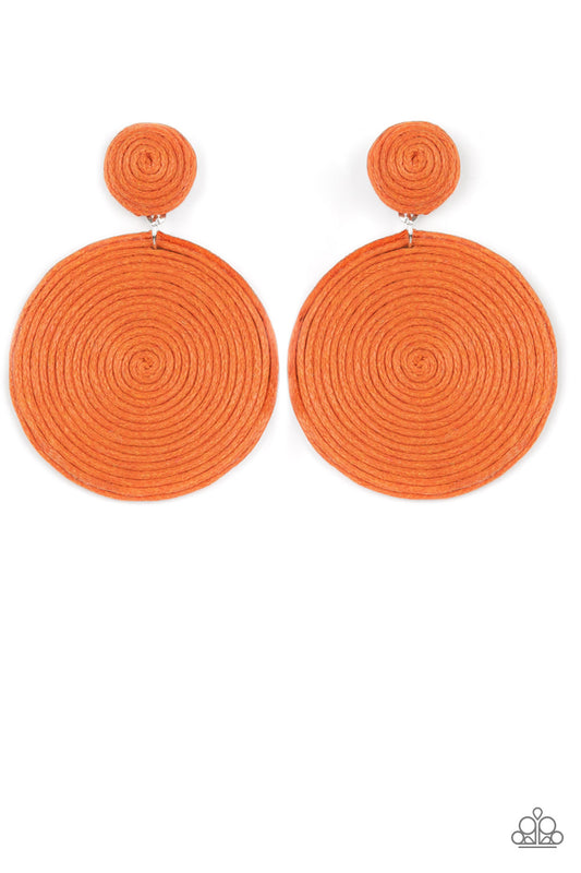 Circulate The Room - Orange - Paparazzi Earrings