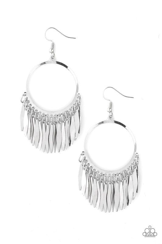 Radiant Chimes - Silver - Paparazzi Earrings