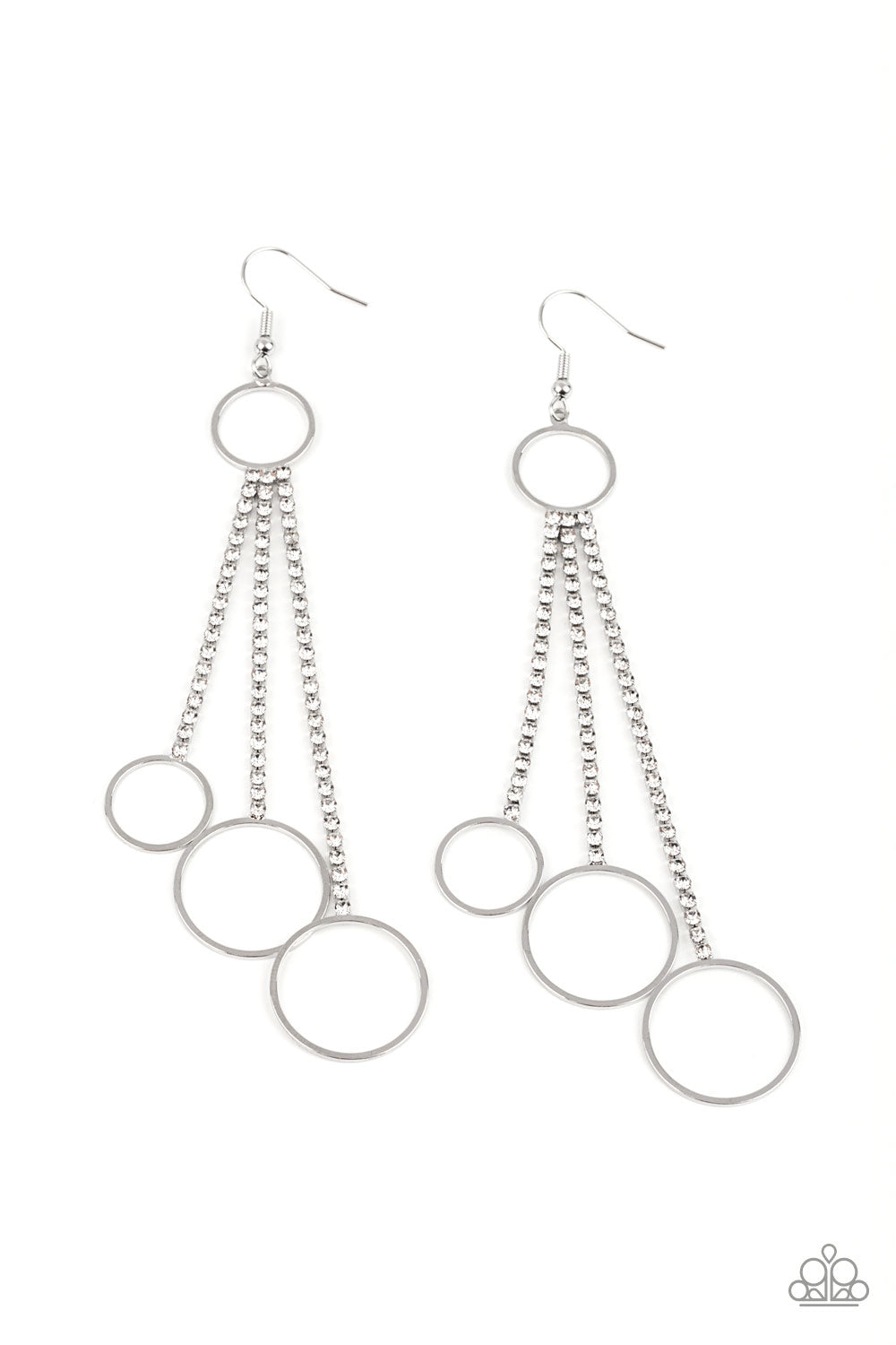 Demurely Dazzling - White - Paparazzi Earrings