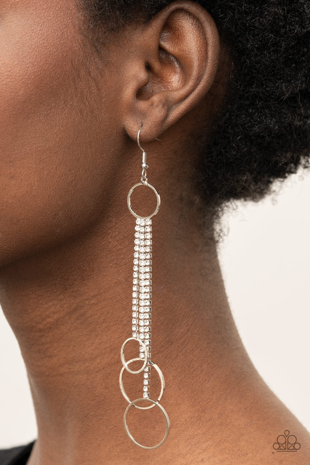 Demurely Dazzling - White - Paparazzi Earrings