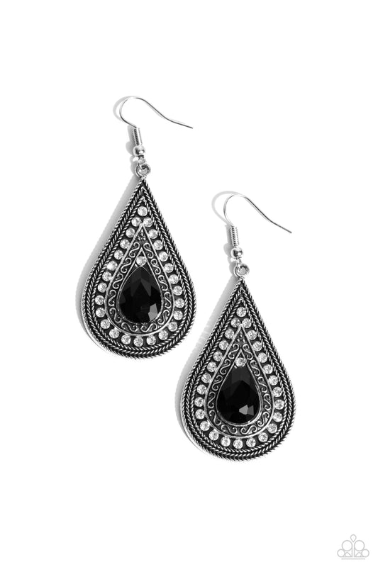 Metro Masquerade - Black - Paparazzi Earrings