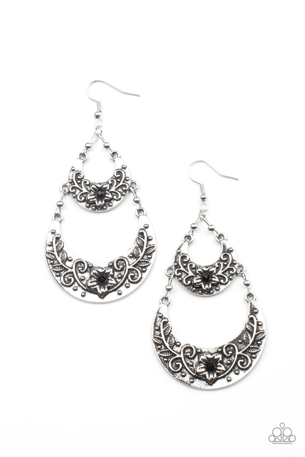 Springtime Gardens - Black - Paparazzi Earrings