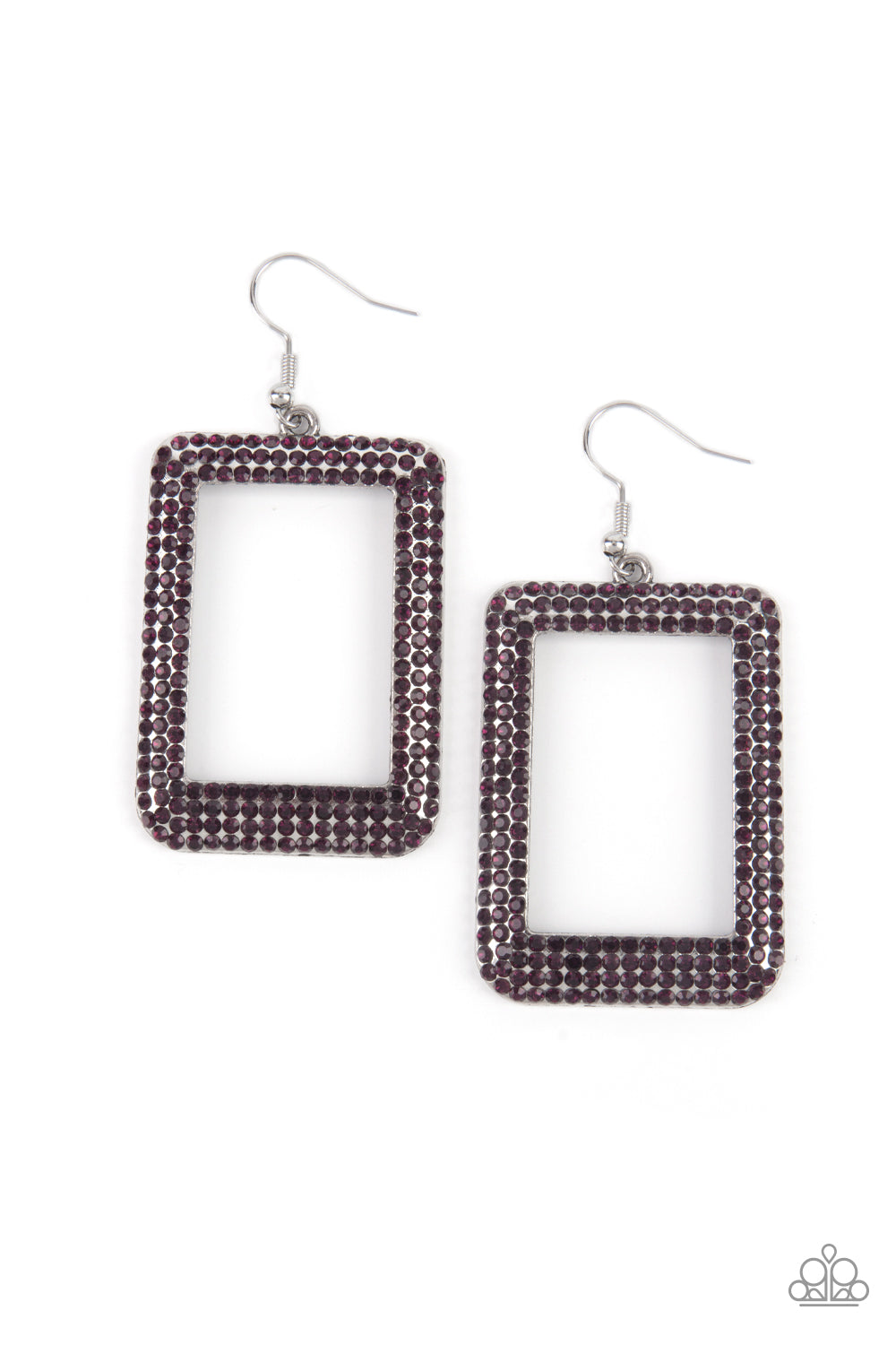 World FRAME-ous - Purple - Paparazzi Earrings