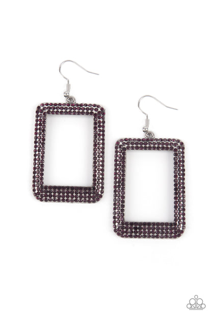 World FRAME-ous - Purple - Paparazzi Earrings