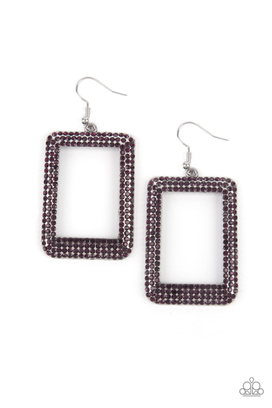 World FRAME-ous - Purple - Paparazzi Earrings