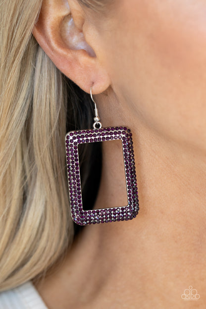 World FRAME-ous - Purple - Paparazzi Earrings