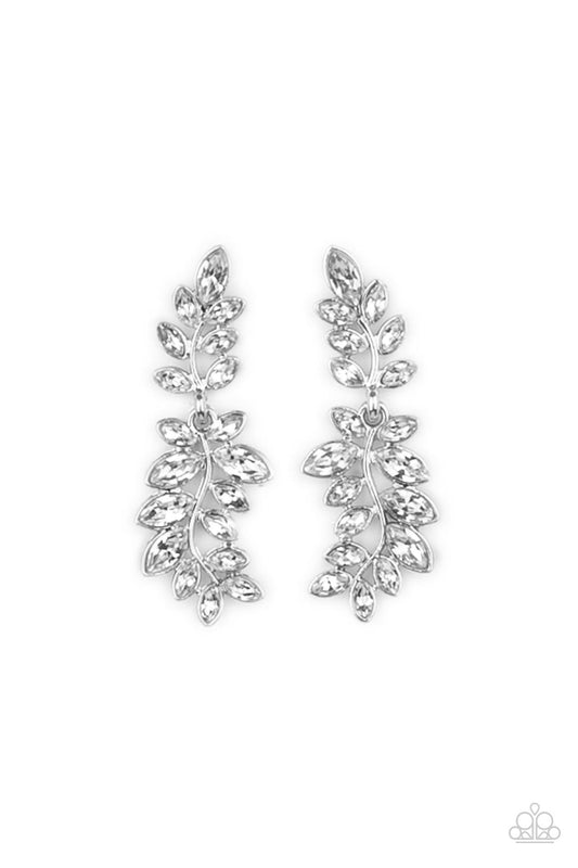 Frond Fairytale - White - Paparazzi Earrings