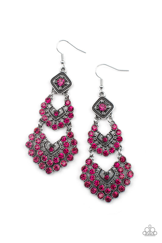 All For The GLAM - Pink - Paparazzi Earrings