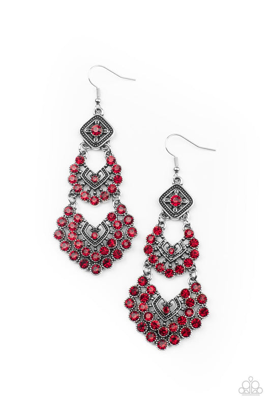 All For The GLAM - Red - Paparazzi Earrings