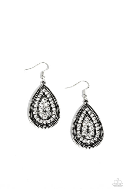 Interstellar Idol - White - Paparazzi Earrings
