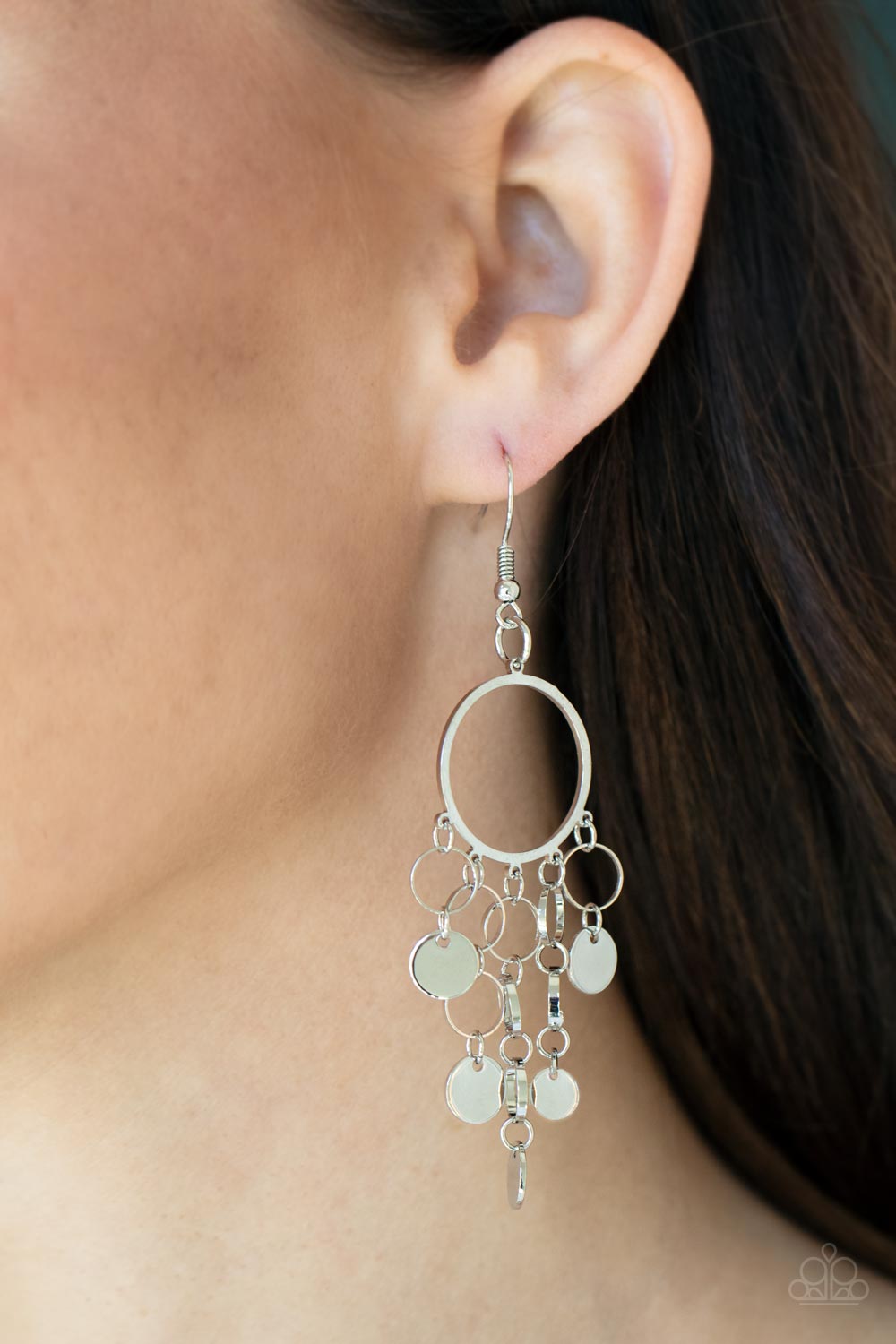 Cyber Chime - Silver - Paparazzi Earrings