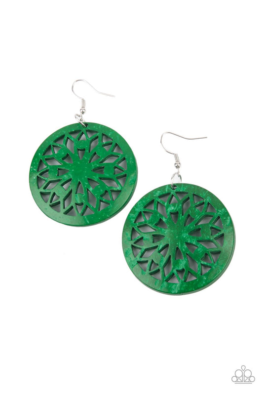 Ocean Canopy - Green - Paparazzi Earrings