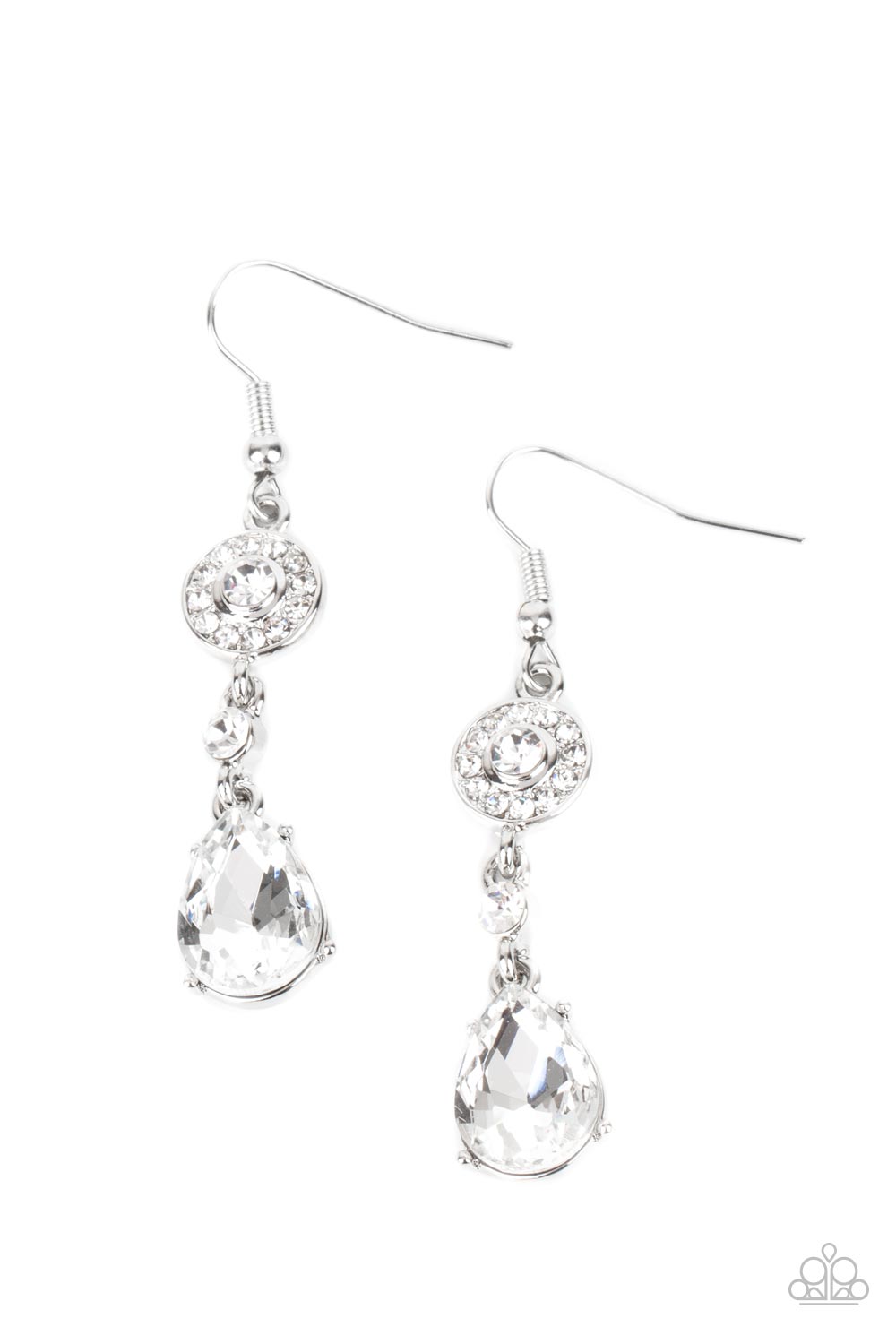 Graceful Glimmer - White - Paparazzi Earrings