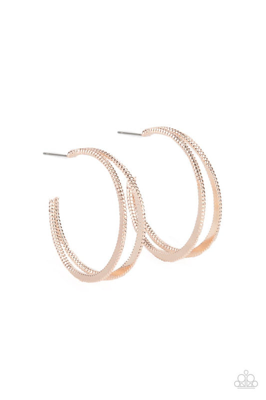 Rustic Curves - Rose Gold - Paparazzi Earrings