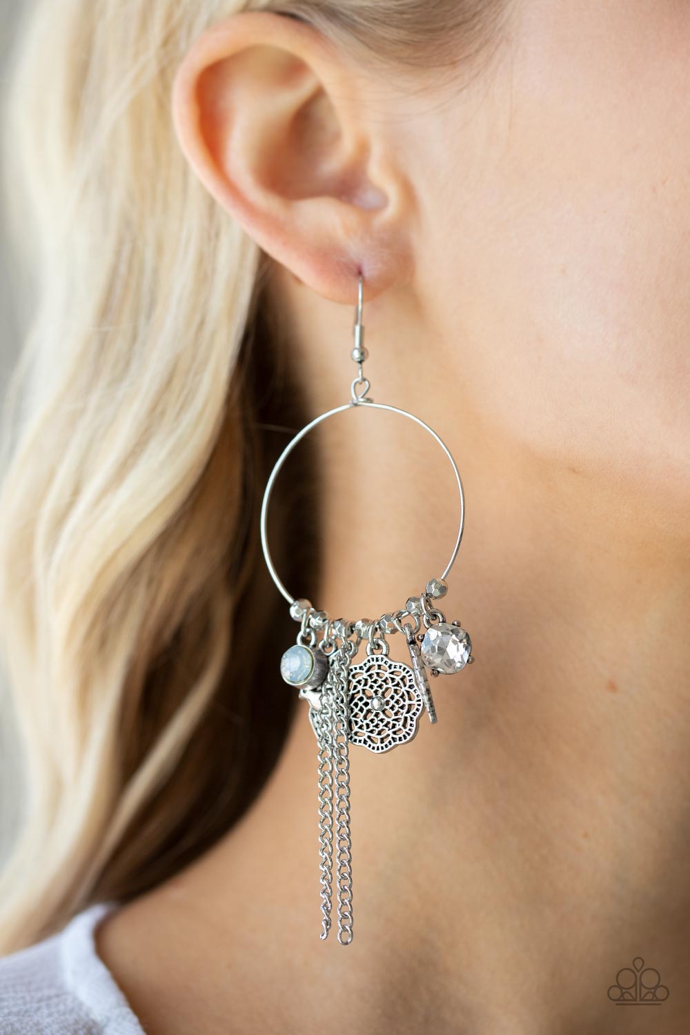 TWEET Dreams - White - Paparazzi Earrings