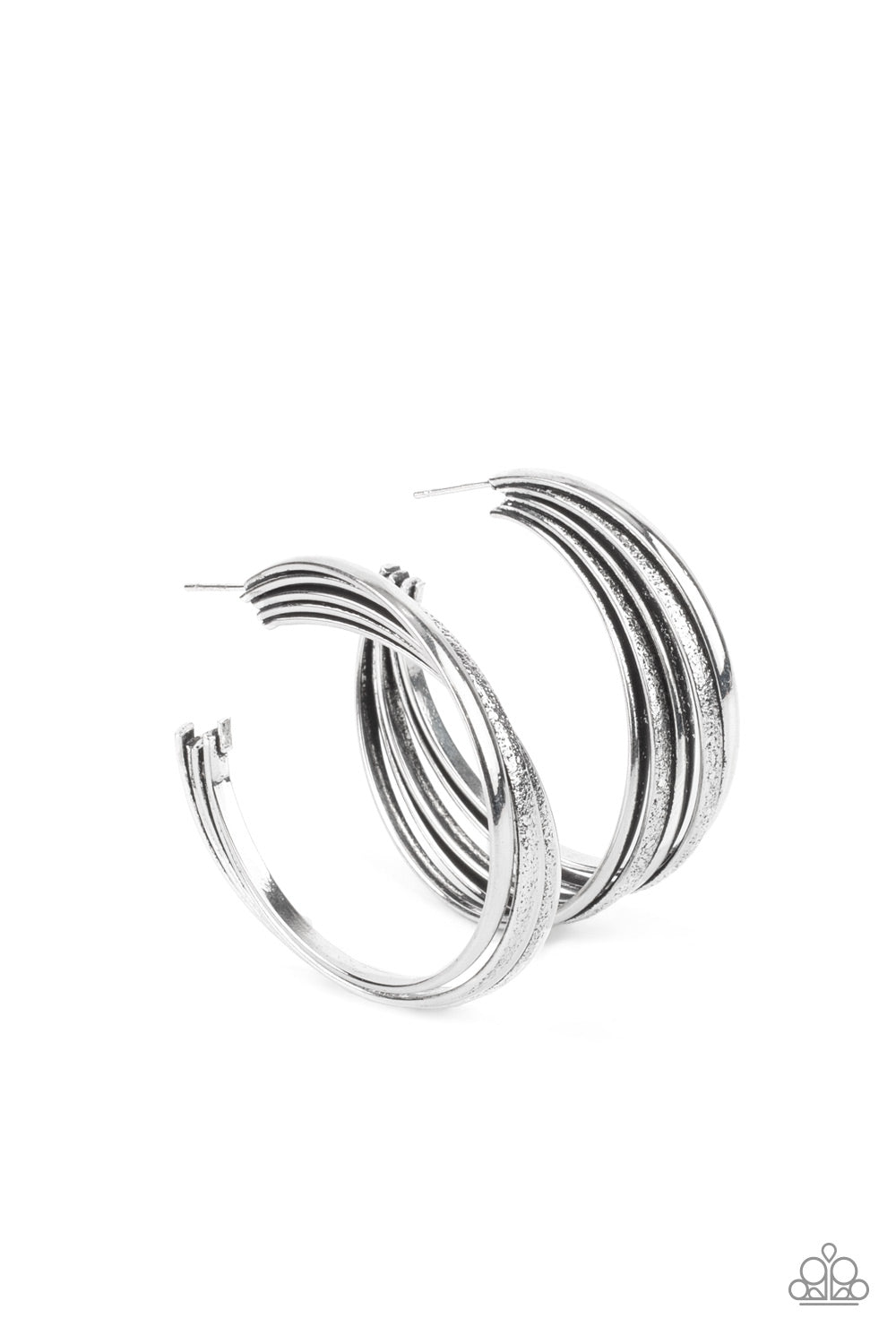 In Sync - Silver - Paparazzi Earrings