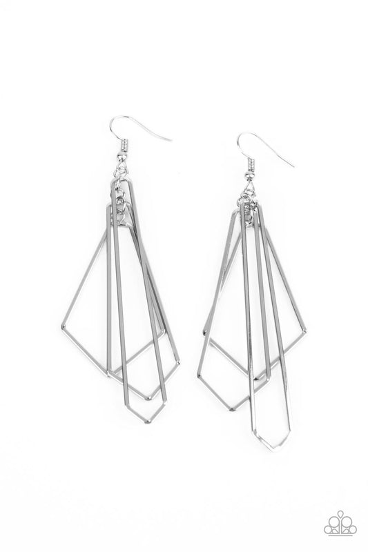 Shape Shifting Shimmer - Silver -Paparazzi Earrings